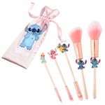 Disney Pinceaux Maquillages Stitch - Set Pinceaux Maquillage Yeux et Blush Coffret Cadeau Femme Fille Ado Lilo et Stitch (Rose)