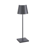 Zafferano, Lampe Poldina Pro, Lampe de Table Rechargeable et Sans Fil avec Contrôle Tactile, Utilisable également comme Lampe d'Extérieur, Dimmer 2200-3000 K, Hauteur 38 cm, Couleur Gris Foncé