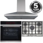 13 Function Single Oven, 70cm 5 Burner Stainless Gas Hob & Chimney Cooker Hood