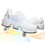 Adjustable Roller Skates for Girls Double-Row Deformation Parkour Shoes for Kids Automatic Walking Shoes Women Invisible Pulley Shoes