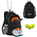 Goloni Sac à Dos de Tennis pour Femme avec 2 Raquettes et Pickleball avec Compartiment à Chaussures, Convient pour Le Squash, Le Softball, Le Badminton, Le Football, Le Basket-Ball et Le Football,