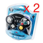 Lot de 2 manettes noires pour console Nintendo Gamecube Wii sous blister + 1 lampe mini torche port clé OFFERTE