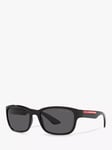 Prada Linea Rossa PS 05VS Men's Polarised Rectangular Sunglasses, Black