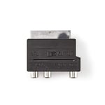 SCART-adapter | SCART Hane | S-Video Female / 3x RCA Hona | Nickelplaterad | Omkopplingsbar | ABS | Svart | 1 st. | Plastpåse