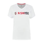 K-Swiss Women's Heritage Sport Logo Tee Tennis Shirt, White, XXS