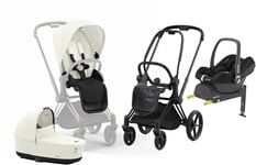 Cybex Priam Duovagn inkl. Maxi-Cosi CabrioFix &  Bas, Off White/Matt Black