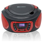 Roadstar CDR-365U/RD Radio CD Portable Numerique FM PLL, Lecteur CD, CD-R, CD-RW, MP3, Port USB, Stereo, AUX-in, Sortie Casque, Noir/Rouge