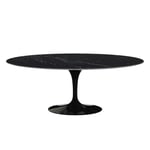 Knoll - Saarinen Oval Table - Matbord, 198 x 121 cm, Svart underrede, skiva i glansig svart Marquina marmor - Spisebord - Eero Saarinen - Svart - Metall/Stein