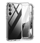 SURITCH Clear Case for Samsung Galaxy S23 Plus【Built in Screen Protector】 360 Full Body Protection Hard PC+Soft TPU Rubber Bumper Rugged Case Protector Cover for Samsung S23 Plus 5G-Clear