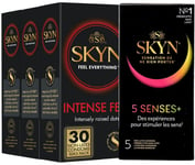 SKYN Intense Feel Preservatifs Sans Latex Lot de 30, 3 x 10 + Gratuites 5 Senses