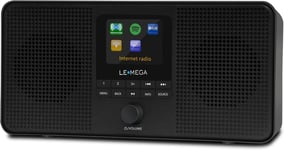 IR4S Radio Internet Stéréo WiFi, Radio Numérique Dab/Dab+/FM,Spotify Connect,Bluetooth,Double Réveil,60 Préréglages,Sortie Casque,Piles et Alimentation Secteur Noire