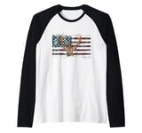 American Flag Camouflage Outdoor Antlers Deer Raglan Baseball Tee