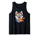 Pride Dog Rainbow Husky Dog LGBT Puppy LGBTQ Love Pride Tank Top