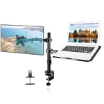 Suptek Monitor Arm with Laptop Tray, Desk Mount Stand with Notebook Tray, Fully Adjustable VESA Mount for 13 to 27 inch LCD LED Screen & up to 15.6 inch Notebook, Monitor Arm Desk Mount MD6432TP003