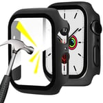 Apple Watch Series 4/5/6/SE/SE (2022) - 44mm - Shockproof cover med hærdet glas - Sort