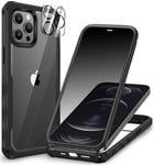 CENHUFO Anti Espion Coque iPhone 12 Pro Max, avec Protection écran Verre Trempé Anti Espion et Protecteur Caméra [HD 9H Dureté] 360° Antichoc Téléphone Housse Double Face Case Intégrale Etui -Noir