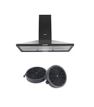 COMFEE' 90 cm Chimney Cooker Hood PYRA17B-90 Stainless Steel Extractor Hood with LED and Recirculating & Ducting System Wall Mounted Range Hood with Recirculating Carbon Charcoal Filter CF04