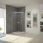 MARWELL Leeds II Cabine de douche ronde 80 x 80 x 190 cm avec profilés en aluminium de qualité supérieure, en verre de sécurité monochrome, avec portes coulissantes amovibles pour le nettoyage