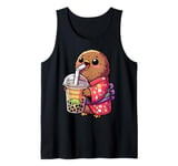 Kiwi Bird Drinking Bubble Tea Japanese Kimono Tank Top