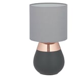 Relaxdays - Lampe de table de nuit Tactile, réglable, 3 niveaux, E14 Veilleuse h x d 32,5 x 18 cm, cuivrée.