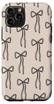 Coque pour iPhone 11 Pro Noeuds esthétiques beige et noir doux pour fille