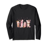 Christmas Pink Coffee Hot Chocolate Holiday Drinks Cute Long Sleeve T-Shirt