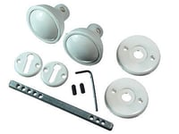 *Ctn Of 8 - White Plastic Mortice Door Knob Set With Fixings & Spindle