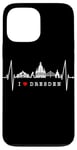 Coque pour iPhone 13 Pro Max Skyline de Dresde Heartbeat Coeur Allemand I Love Dresden