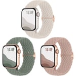 Anti-halk flätat band 3-pack kompatibel för Apple Watch -remmar, justerbar elastisk elastisk för iWatch Ultra SE 9 8 7 6 5 4 3 2 1 38/40/41 mm