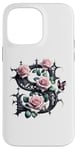 Coque pour iPhone 14 Pro Max Letter S Initial Floral Monogram Rose Pink Flower Butterfly