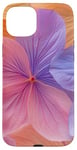 Coque pour iPhone 15 Plus Mélange floral romantique dans des tons orange chaud et bleu froid