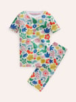 Mini Boden Kids' Snug Floral Print Short John Pyjamas, Holiday Stencil