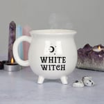 White Witch Cauldron Shaped Mug Halloween Gift Pagan Gothic Spooky Witches Brew