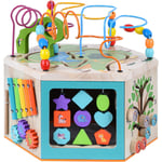 Grand Cube D'Activité En Bois 7 En 1 Jeu d' Éveil 1 An Premier Âge Éducatif Apprentissage Bébé Teamson Kids PS-T0005 - Multicolore