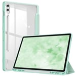 FINTIE Coque pour Samsung Galaxy Tab S10 Plus/Tab S9 FE Plus/Galaxy Tab S9 Plus 12.4 Pouces (2024/2023) - [Rangement de Stylet] Housse Transparente Claire Etui avec Bord Antichoc, Vert Clair