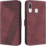 Coque Pour Samsung Galaxy A20e, Étui Housse Protection En Cuir Pu [Pochette De Portefeuille] [Magnétique], Antichoc Etui À Rabat Pour Samsung A20e (Rouge)