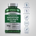 PIPING ROCK Magnesium Glycinate, 750 mg, 200 Quick Release Capsules, FREE UK P&P