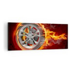 Impression sur Toile 100x40cm Tableaux Image Photo Wheel Flames Rim Decoration