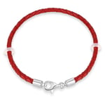 21cm Red Braided Leather Bracelet with 925 Sterling Silver Lobster Clasp-Fit Pandora Charm/Beads/Pendant, Gift for Men/Women/Grandson Christmas Birthday New Year