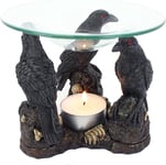 3 Gothic Dark Raven Skull Wax Tart Warmer Oil Burner Tealight Candle Holder