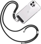 Cordon Telephone Portable Avec Patch De Fixation En Tissu [Noir] Chaine Telephone Portable Ajustable Et Résistant Compatible Avec Toutes Les Marques De Téléphones Mode Homme Et Femme