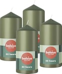 Bolsius Lot de 4 bougies piliers - Vert - 12 x 6 cm - Bougies décoratives - Longue durée de combustion de 33 heures - Sans parfum - 5% Cire naturelle végétalienne - Sans huile de palm