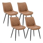 WOLTU Chaise de Salle à Manger Lot de 4, Moderne Chaise de Cuisine, Chaise scandinave, Chaise Coiffeuse, pour Salle de Séjour, Chambre à Coucher, Cuisine, en Similicuir et métal Brun Clair BH210hbr-4