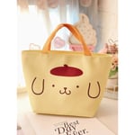 31cm Sanrios Kawaii Cartoon Mymelody Kuromi Cinnamoroll Student Office Worker Handbag Isolerad Lunch Box Bag Pu Lunch Bag Pompom Purin