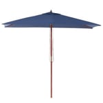 Parasol de jardin en bois avec toile bleu marine 144 x 195 cm FLAMENCO