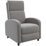 HOMCOM Fauteuil Relax Fauteuil inclinable Salon Fauteuil de Relaxation avec Dossier réglable jusqu'à 160° manuellement, Repose-Pieds intégré pour Salon Chambre Bureau Home cinéma, Charge 120 kg, Gris