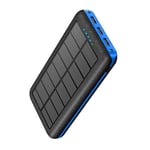 Portable Charger Solar Charger Power Bank 26800mAh Battery Pack Camping Waterproof External Backup Charge with 3 Outputs 2 Input LED Flashlight for Travel Hiking Outdoor