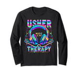 USHER HipHop Fan Music Therapy Retro Vintage Headphones 80s Long Sleeve T-Shirt