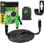 Suplong Expandable Garden Hose 50ft,Expanding Hose Pipe with 1/2",3/4" Fittings,Lightweight Flexible Garden Hose with 7 Function Spray Nozzle(Black, 50ft)