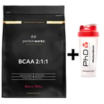 BCAA Powder Inta-Workout Berry Blitz 500G + PhD Shaker DATED AUG/2023